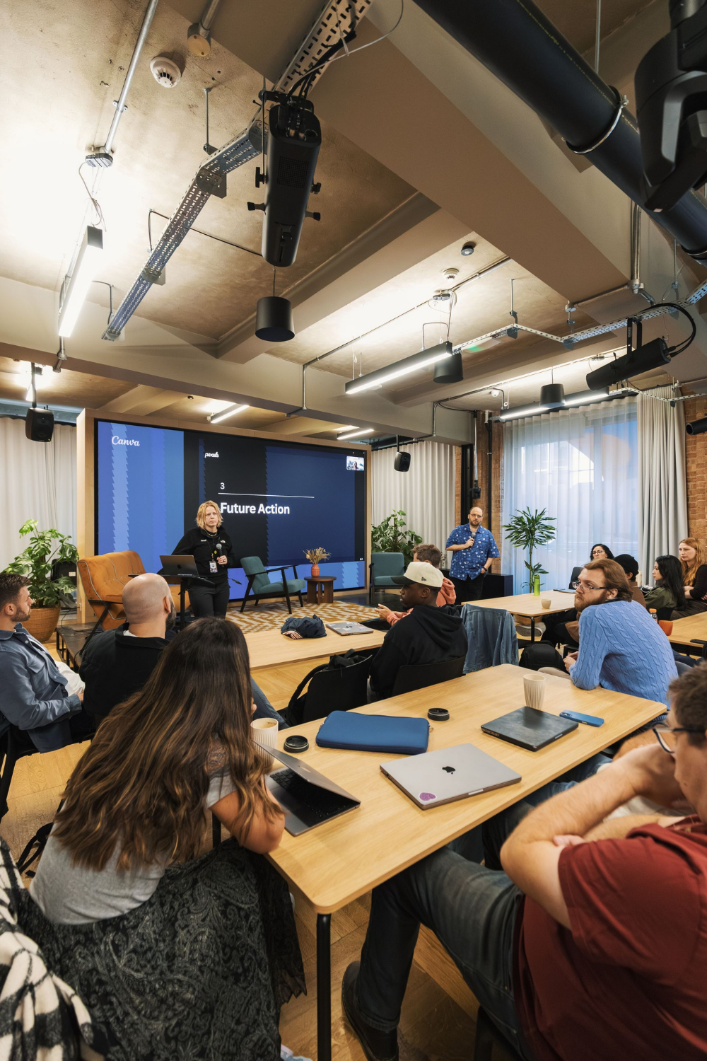 Corporate conference room with integrated audiovisual technology
