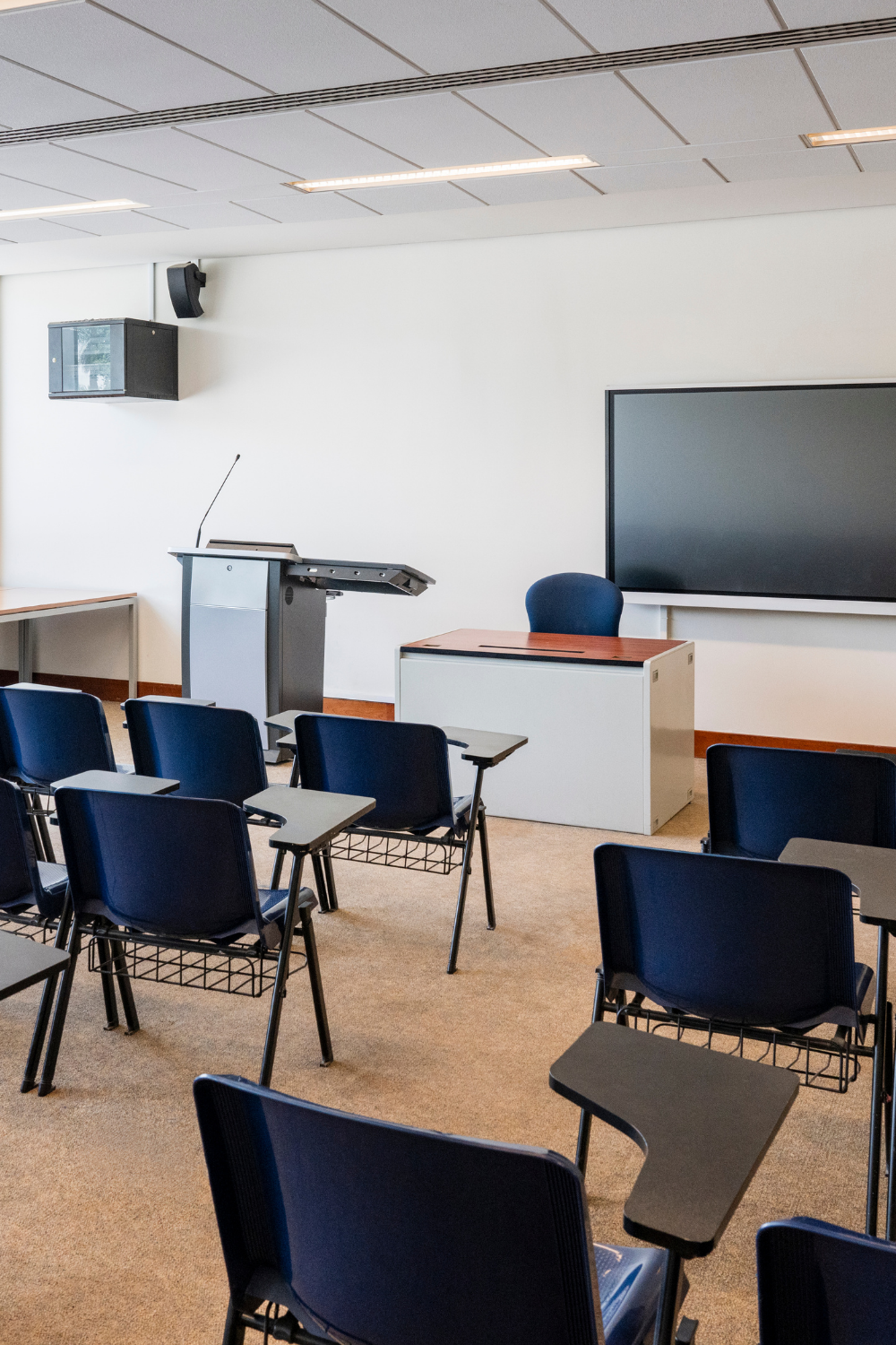 Educational classroom with installed audiovisual technology
