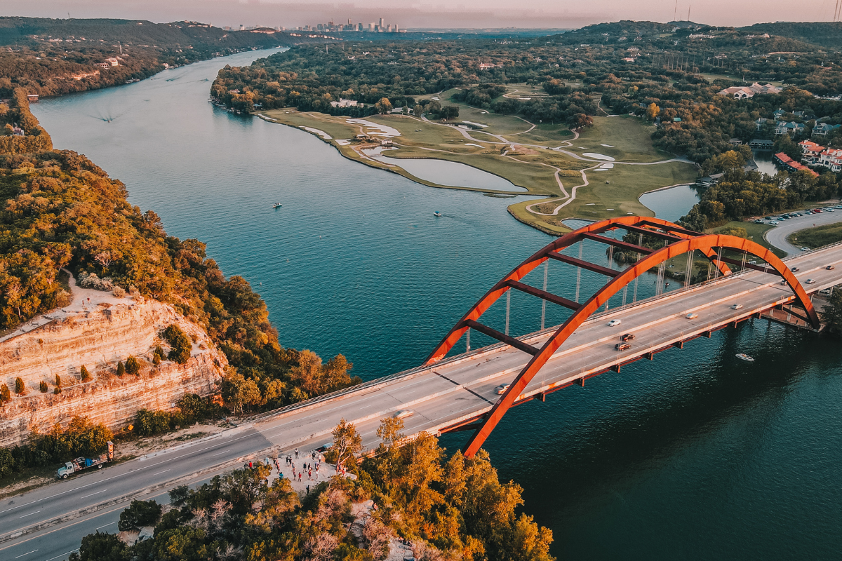 Texas city skyline and surrounding landscape