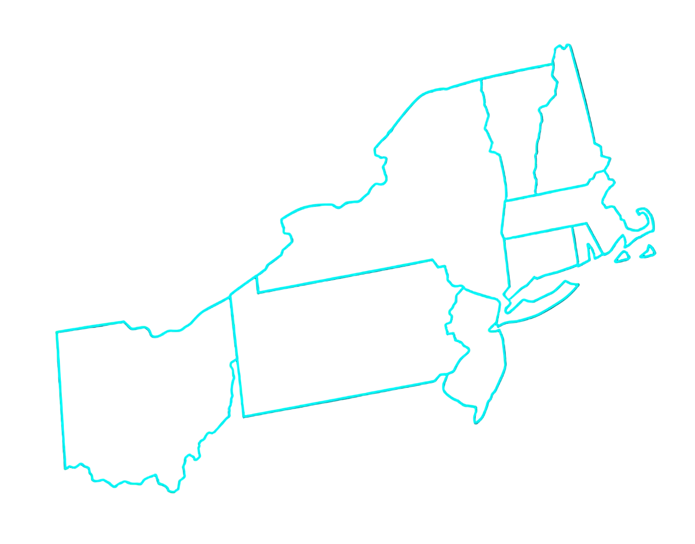 Map of the Odom Audio Visual Northeast service area